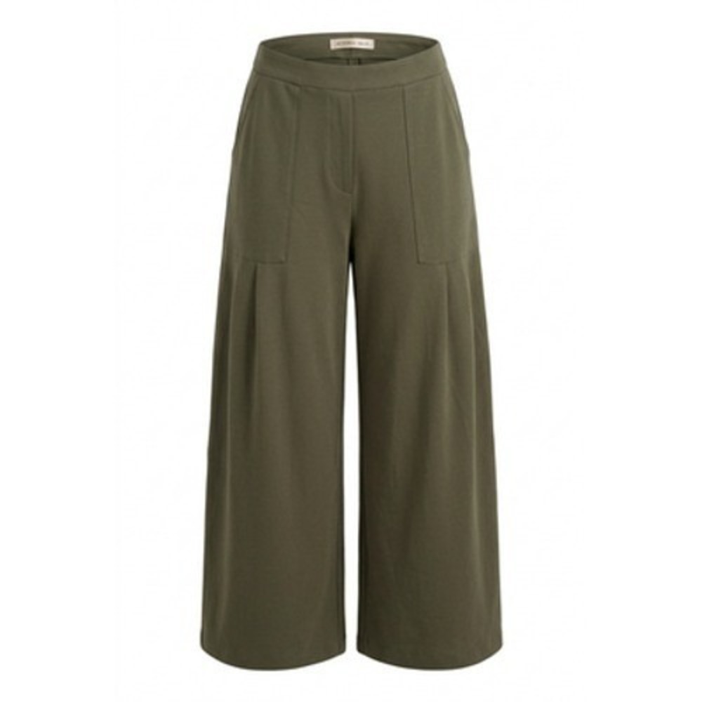 Clara Sunwoo Pants Women XL Green Wide Leg Pleated Pockets Stretch Preppy Office